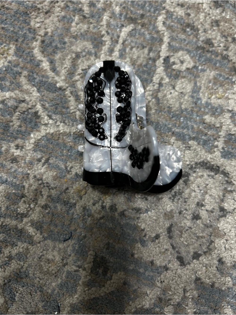 Boot stitch hair clip with crystals handmade brand new